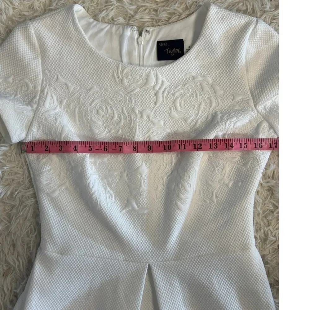 Just Taylor Women's Size 8 White Floral Fit & Flare Inverted Pleat Dress #0246 - Picture 12 of 14